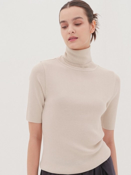 Turtle Neck Ribbed Knit _Grey