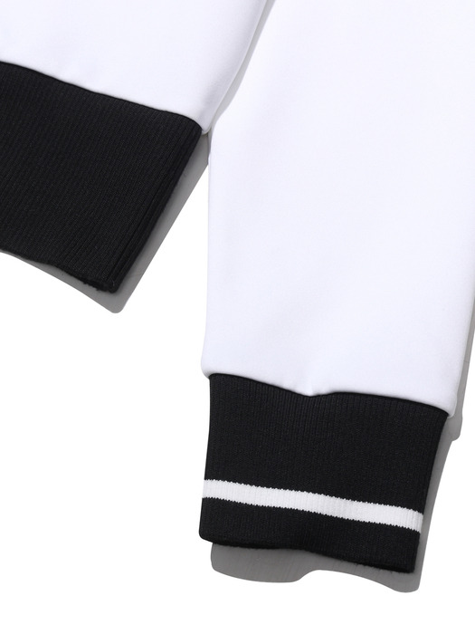 배색 YOKO 소매 포인트 속 기모 여성 카라 티셔츠 [WHITE]