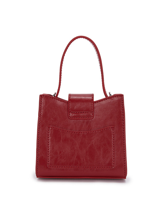 SQUARE MINI LEATHER BUCKLE BAG IN RED