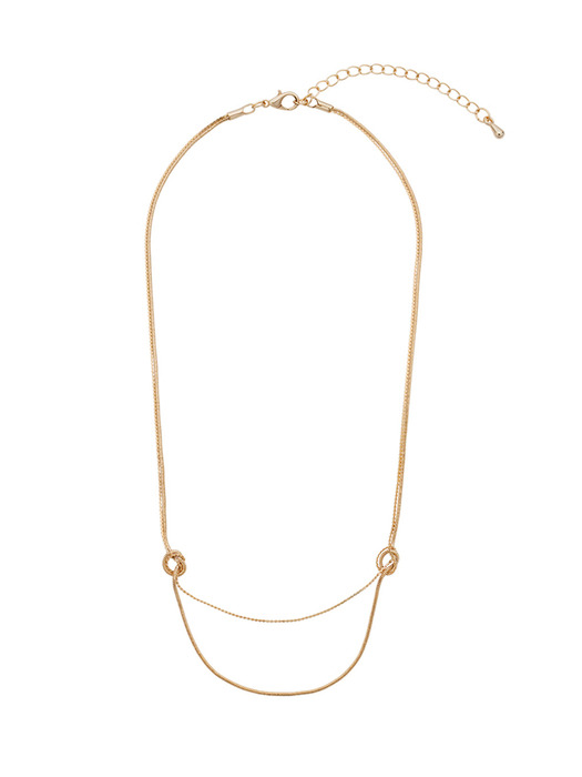 Shirring knot gold layered necklace
