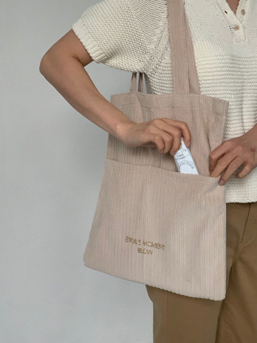 코듀로이 투포켓 숄더백 (크림) Corduroy  two pocket shoulder bag(Cream)