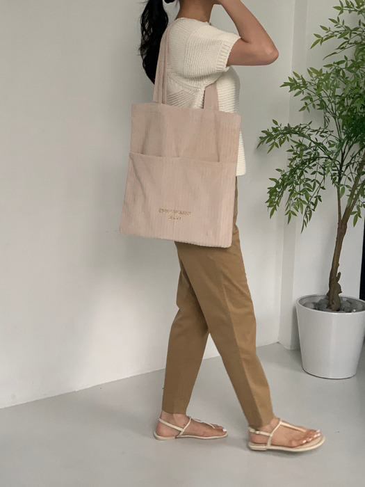 코듀로이 투포켓 숄더백 (크림) Corduroy  two pocket shoulder bag(Cream)