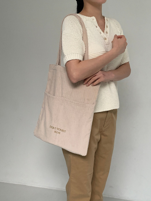 코듀로이 투포켓 숄더백 (크림) Corduroy  two pocket shoulder bag(Cream)