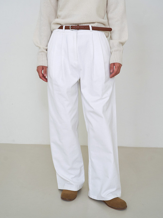 Fleece Two-Tuck Wide Pants Ivory