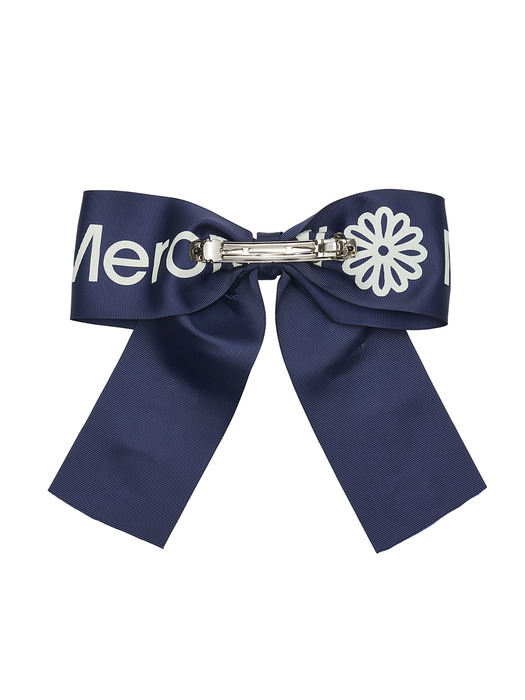 HAIR CLIP LOGO RIBBON_NAVY