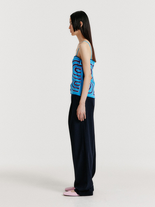 YOON Sleeveless Logo Knit Top - Blue