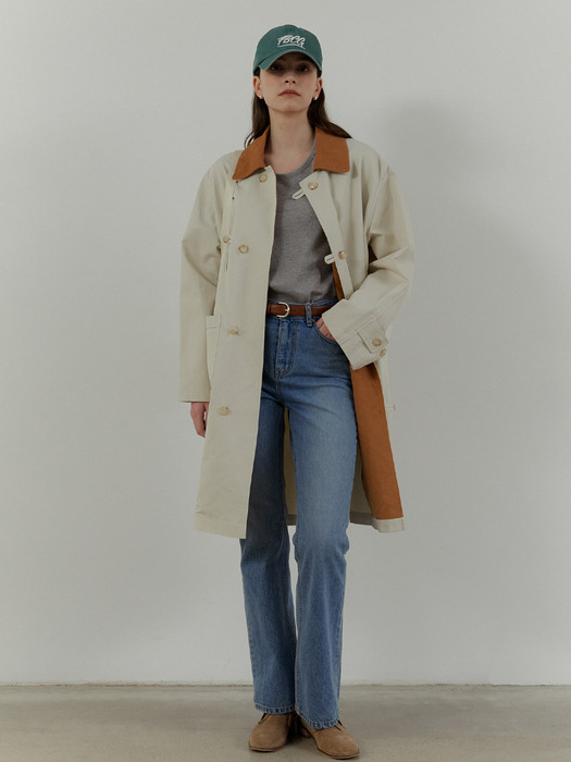 Coduroy Collar Half Trench Coat_2color