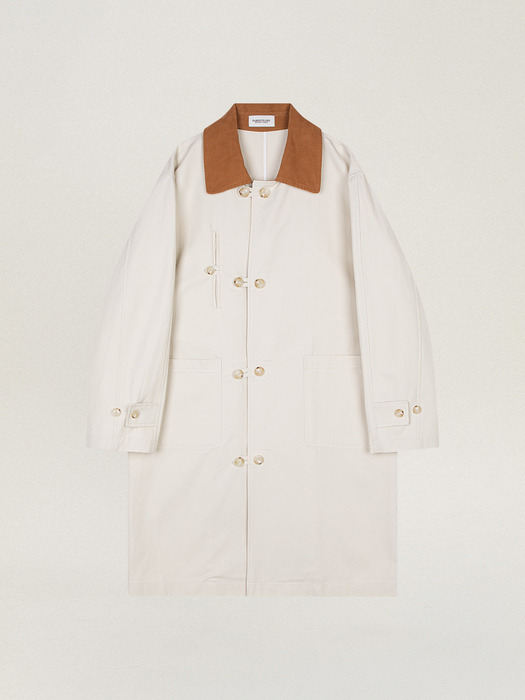 Coduroy Collar Half Trench Coat_2color