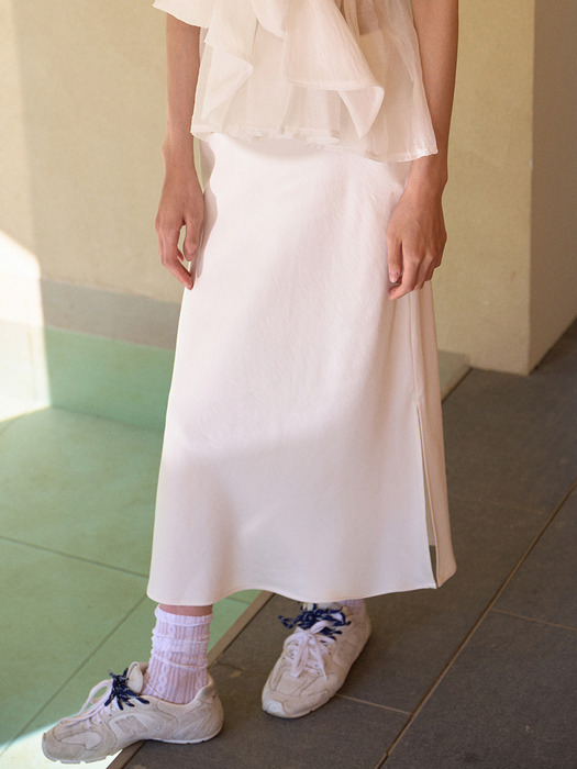 Gisele Satin Side Slit Skirt [5 colors]