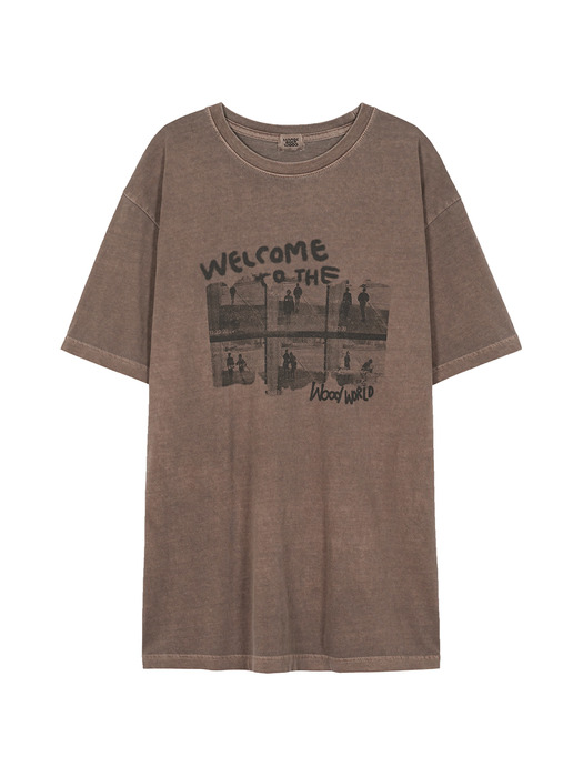 OVER-FIT WOOD WORLD T-SHIRT_brown
