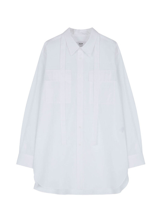 [SS24] TIE FRONT CHEST POCKET SHIRT (WHITE)
