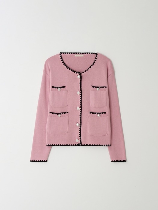 Stitch Tweedy Knit Jacket - Pink