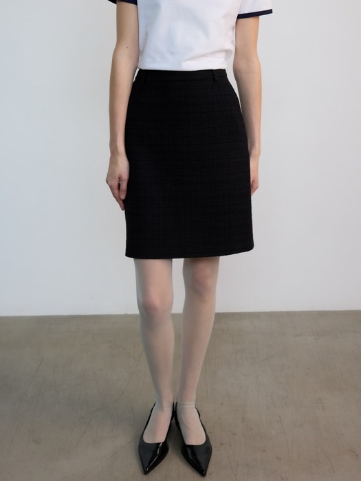 Classic Tweed Midi Skirt Black (JWSK4E905BK)