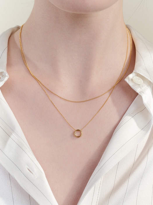 [sv925] circle layered necklace