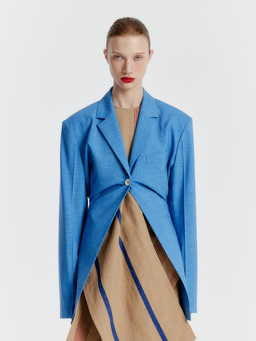 YAVA Adjustable-waist Single Jacket - Blue