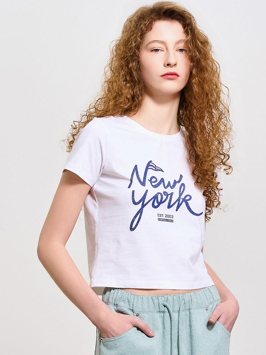 2003 뉴욕 크롭 반팔 티셔츠 [WHITE] / WBD1L01505