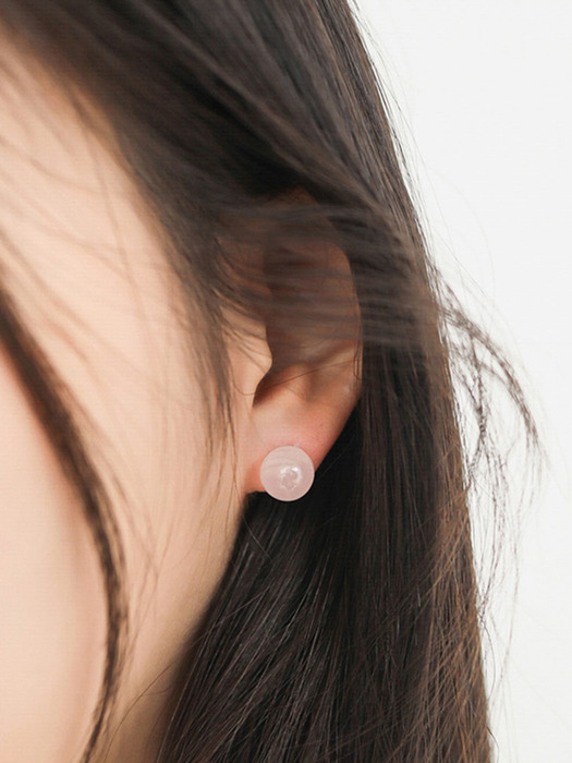 실버 925 핑크 자수정 원석 귀걸이