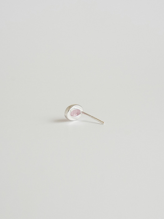 실버 925 핑크 오벌 캐츠 원석 귀걸이
