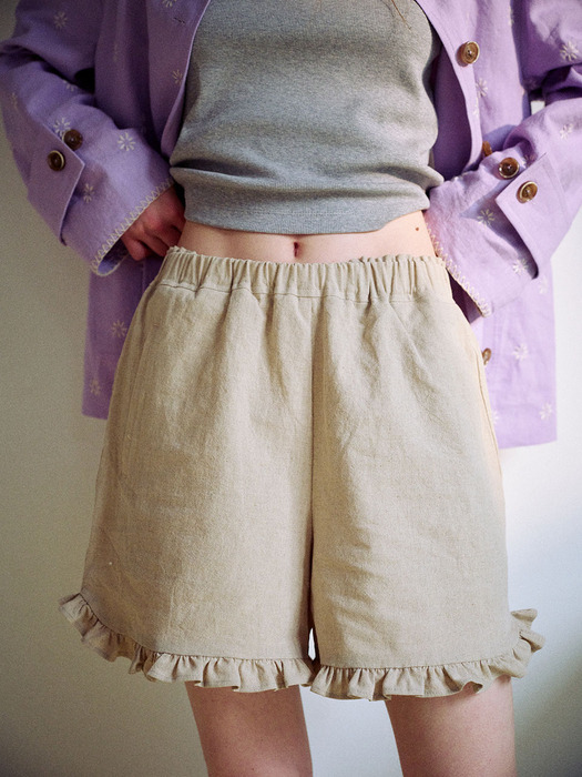 The RUFFLE Linen Shorts 3color_F241PT02
