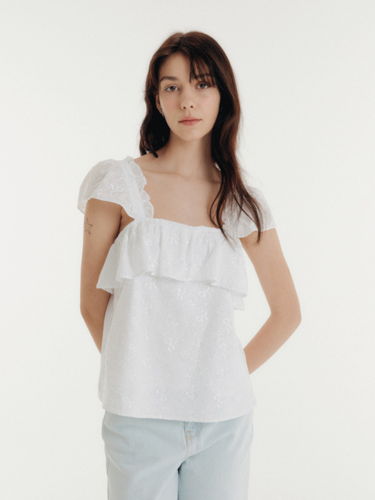 SHORT SLEEVE BLOUSE - WHITE