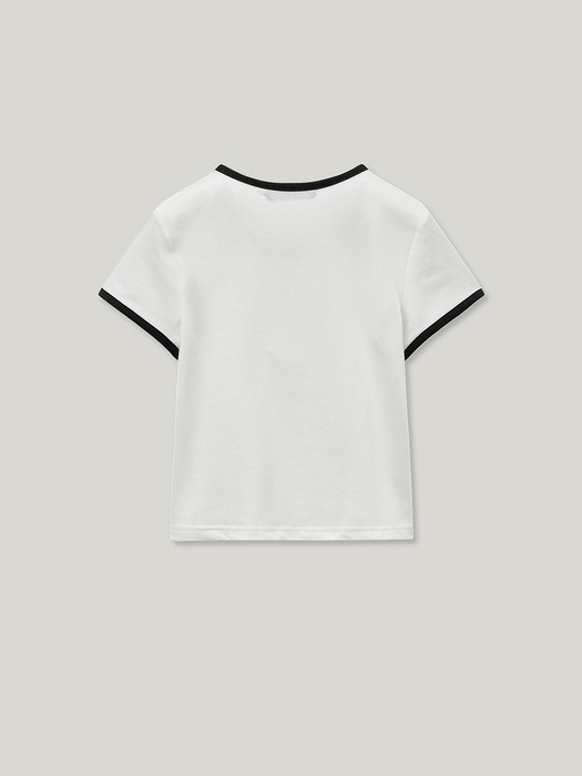 BASIC RECYCLE COLOR POINT CROP T-SHIRT - WHITE