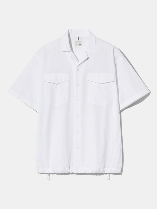3-Stitch Open Collar Cotton 1/2 Shirt S135 White