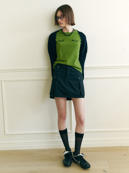 [현서 PICK]SIGNATURE LOGO LIVET POCKET DETAIL SKIRT PANTS BK