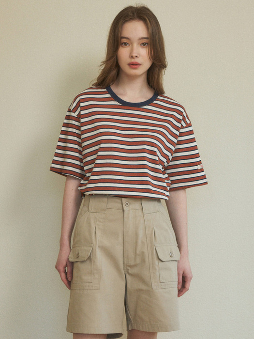 W/Vintage Stripe Short Sleeve T-shirt 4color