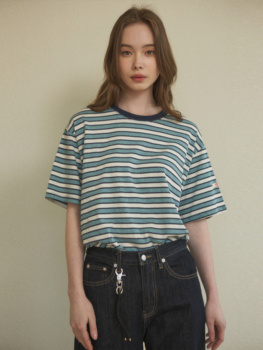 W/Vintage Stripe Short Sleeve T-shirt 4color