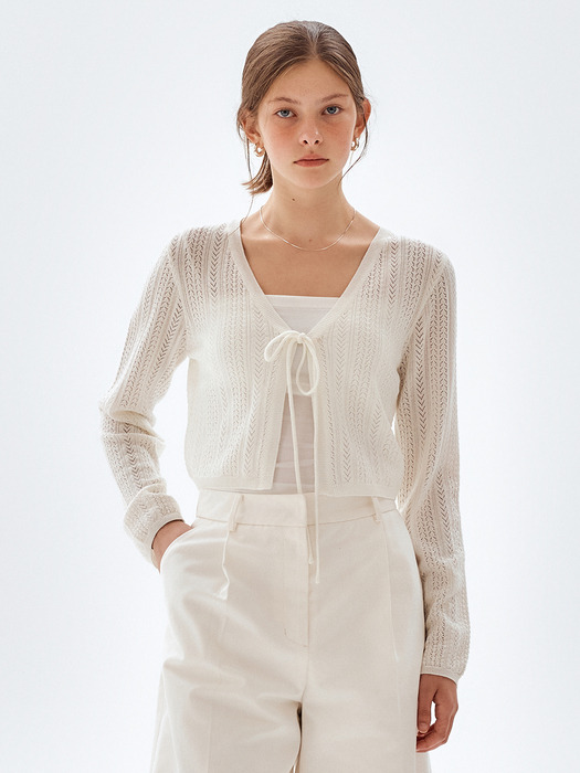 Strap Linen Crochet Cardigan