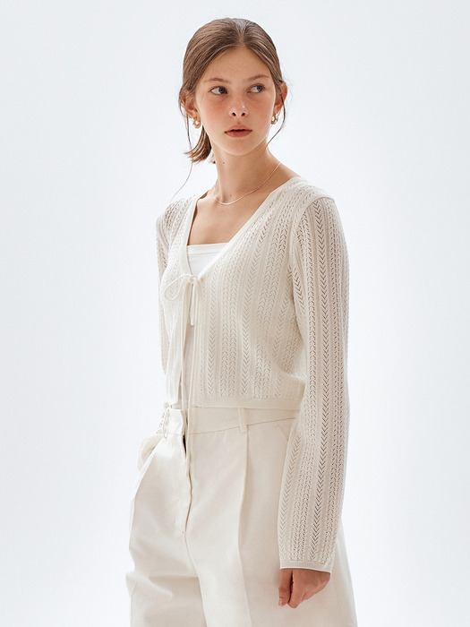 Strap Linen Crochet Cardigan