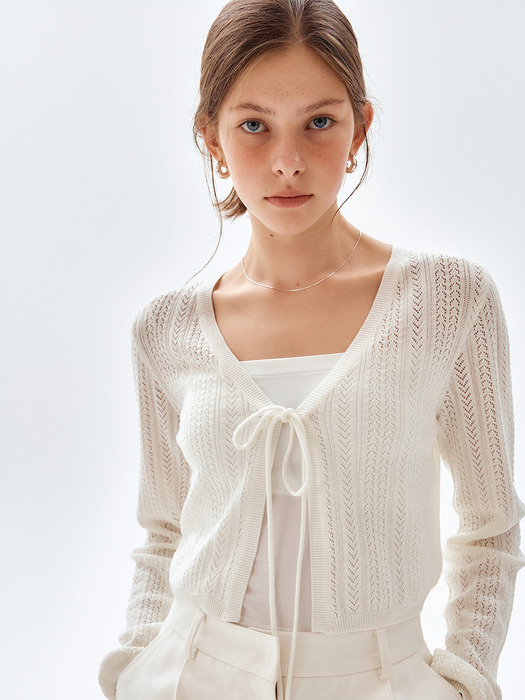 Strap Linen Crochet Cardigan