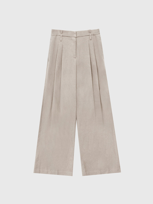 Linen Two-Tuck Wide Slacks Pants