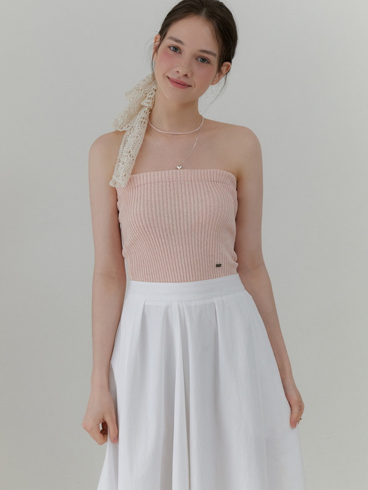 Jelly knit top_2way (peach)