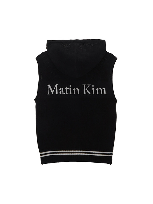 HOODY POINT LOGO KNIT VEST FOR WOMEN IN BLACK