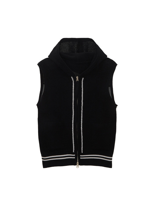 HOODY POINT LOGO KNIT VEST FOR WOMEN IN BLACK