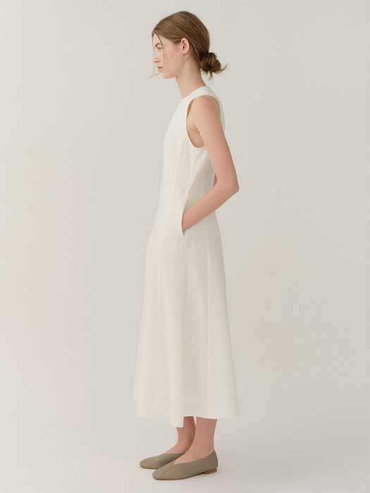 Linen Sleeveless Dress Off-White