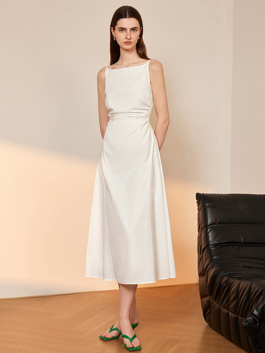 YY_Cinched waist slip dress_WHITE