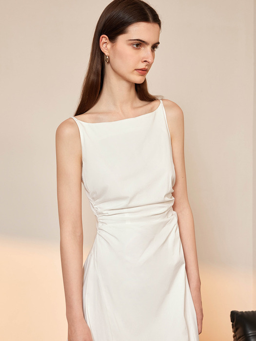 YY_Cinched waist slip dress_WHITE