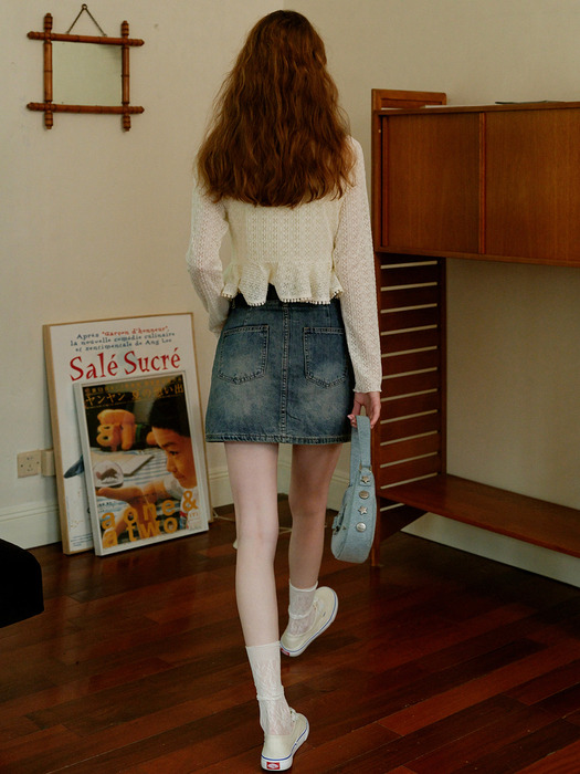 Cest_Vintage front pocket denim skirt