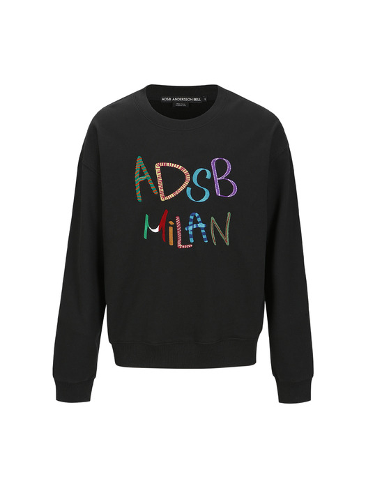 (ESSENTIAL) UNISEX ADSB MILAN EMBROIDERY SWEATSHIRTS atb1149u(BLACK)