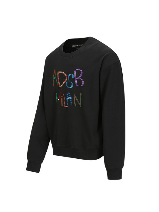 (ESSENTIAL) UNISEX ADSB MILAN EMBROIDERY SWEATSHIRTS atb1149u(BLACK)