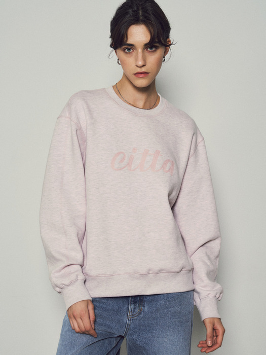 Chain Stich Logo Sweatshirts_CTT309(Melange Pink)