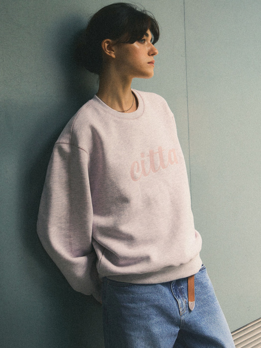 Chain Stich Logo Sweatshirts_CTT309(Melange Pink)