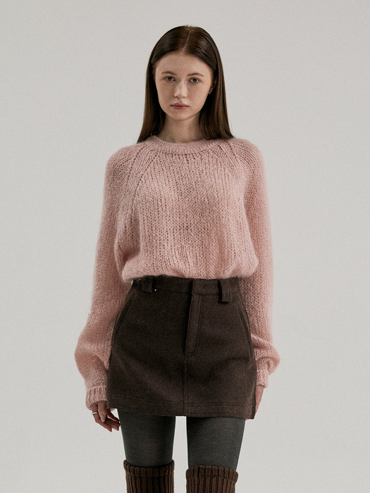 Kidmohair Round  Knit Sweater_4color