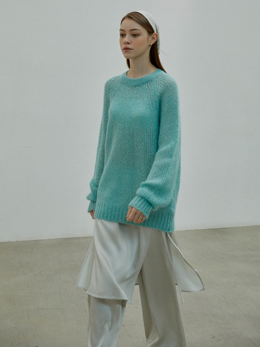 Kidmohair Round  Knit Sweater_4color