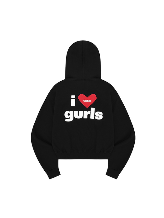 GURLS CROP HOOD ZIPUP BLACK