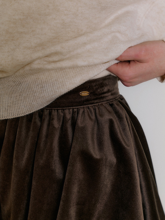 WIR VELVET BALLOON MINI SKIRT ASH BROWN