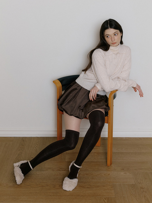 WIR VELVET BALLOON MINI SKIRT ASH BROWN