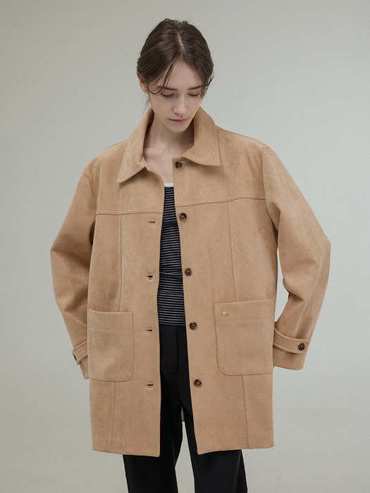 MELLOW SUEDE HALF JACKET [BEIGE]